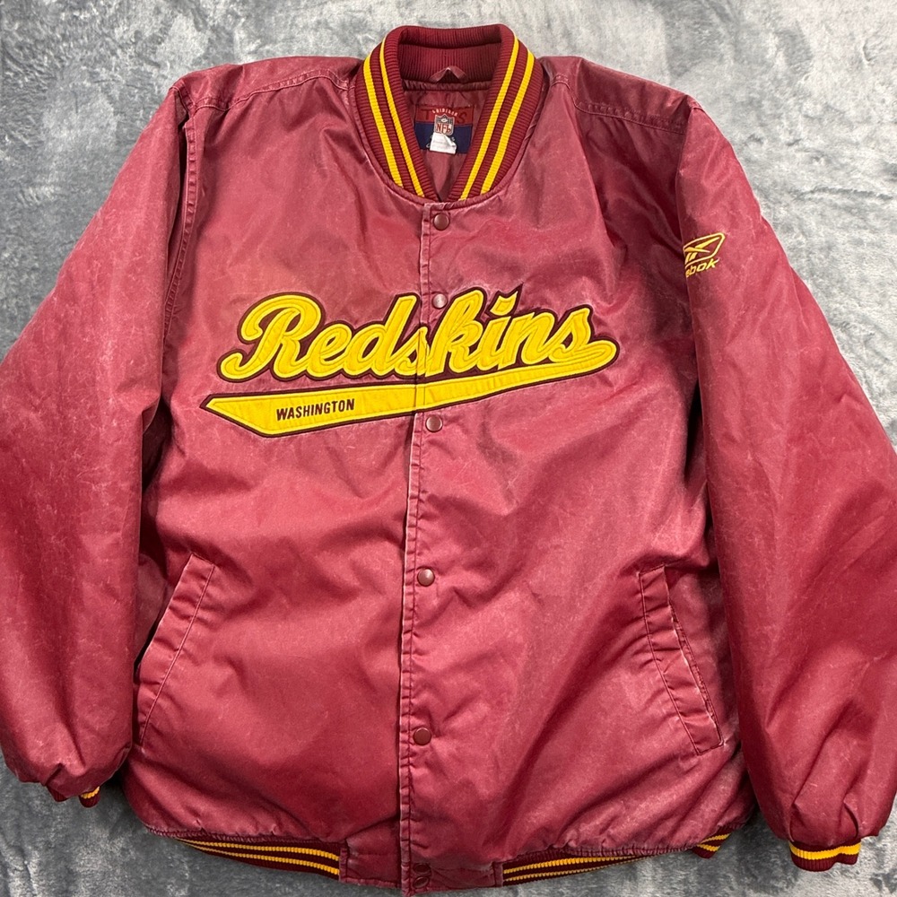 VTG Reebok NFL Washington Redskins Varsity Bomber Jacket Burgundy XL